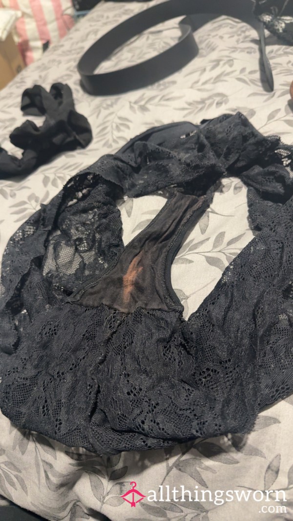 Black Lace Stained Panties