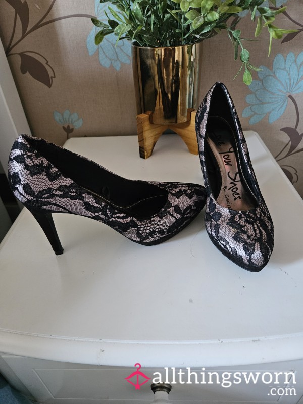 Black Lace Stilettos Well Worn By Goddess Ideal For All You Heel Worshippers Slaves