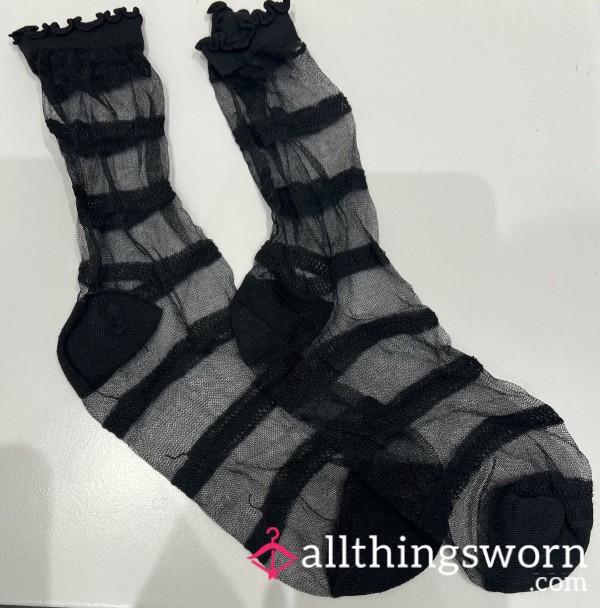 🖤 Black Lace Striped Socks - Worn By A Princess 🖤