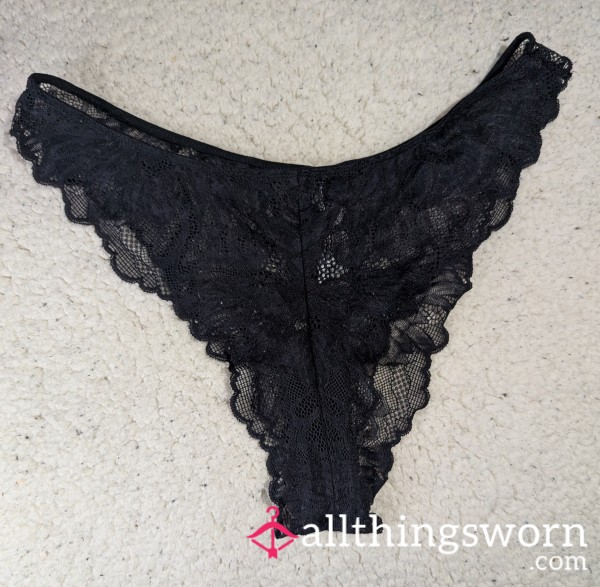 Black Lace Thong Panties.