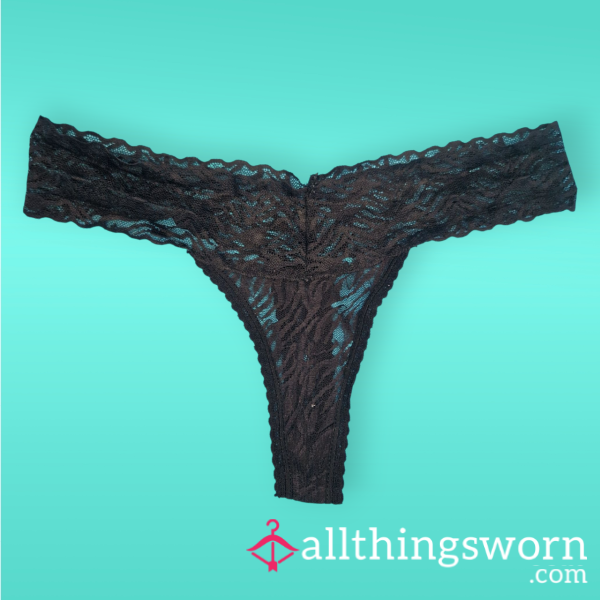 Black Lace Thong Panties Unwashed