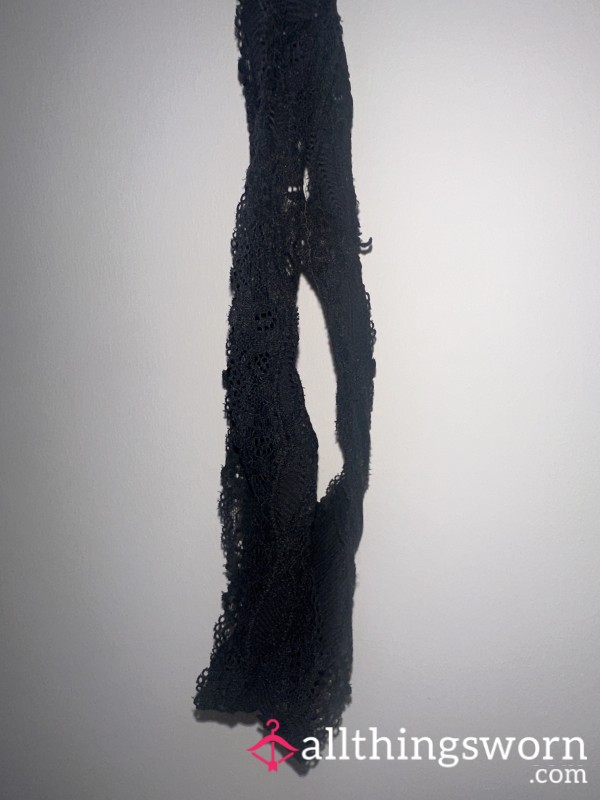 Black Lace Thong Underwear Work By Ebony Babe