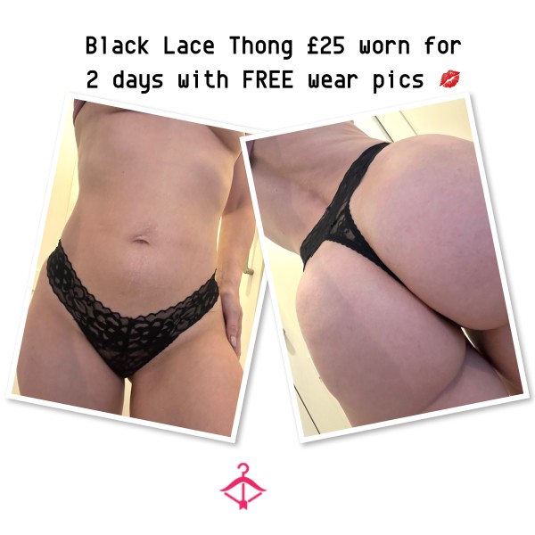 Black Lace Thongs Worn For 2 Days With FREE Pics And Video Clip