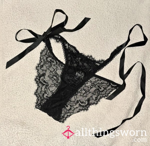 Black Lace Tie Up Knickers