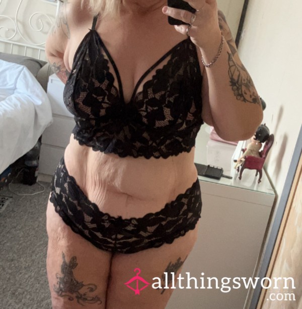Black Lace Two Piece Lingerie Plus Size Free Delivery