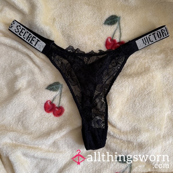 Black Lace, Victoria’s Secret Shine Thong 🖤