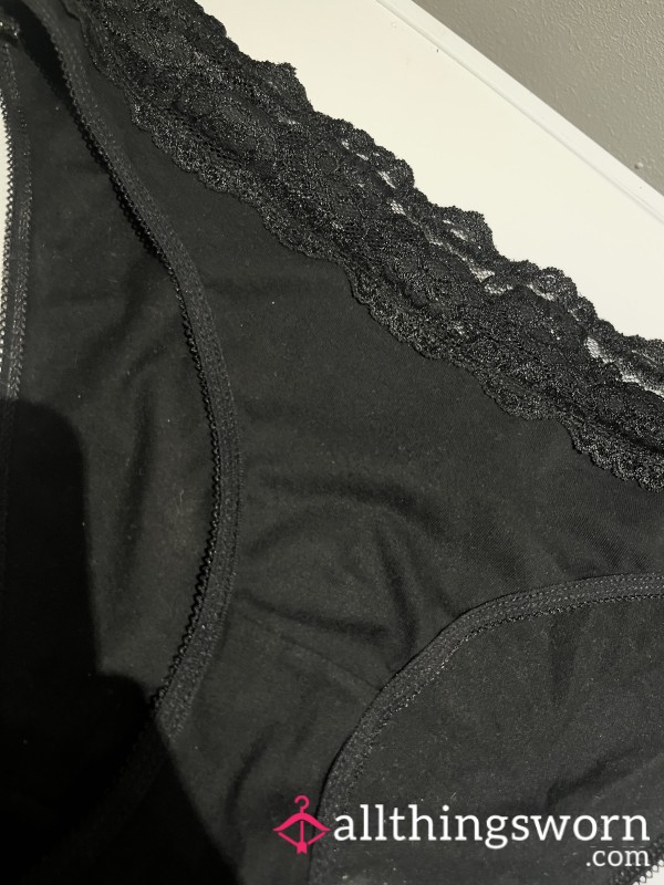 Black Lace Worn 1 Day Panties💦🥵