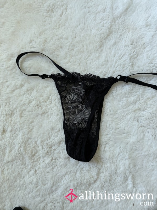 Black Lace Worn Thong