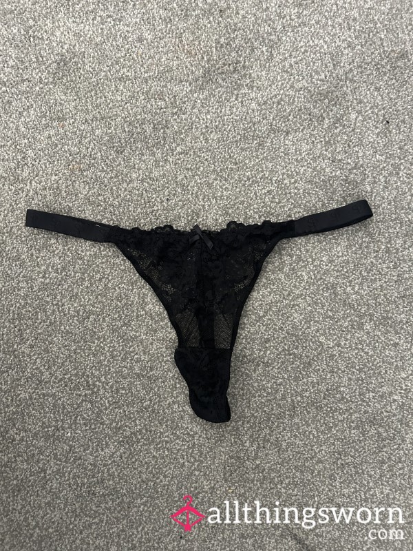 Black Lace Worn Thong 🔥