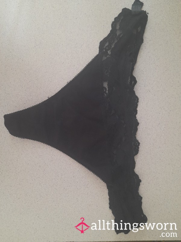 Black Lace Worn Thong