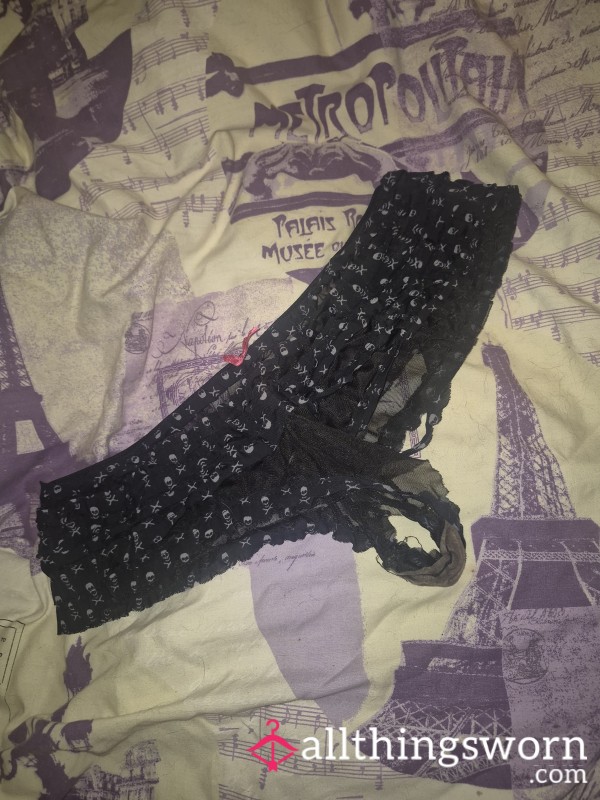 Black Lacey French Thong