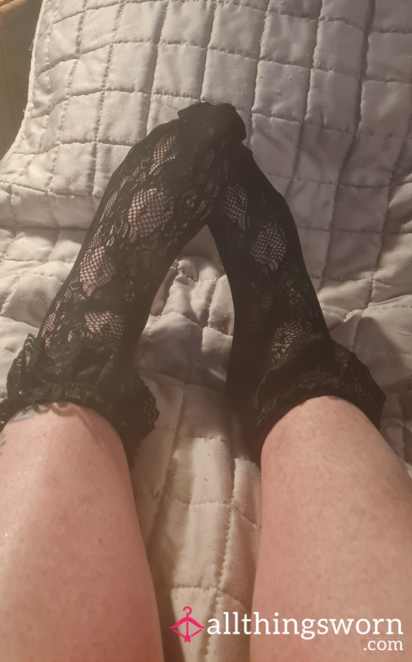 Black Lacey Nylon Socks