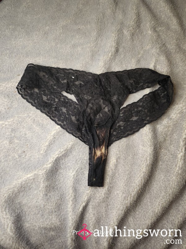 Black Lacey Ph Bleached Thong