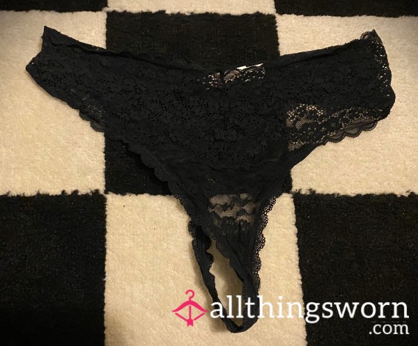 Black Lacey Thong