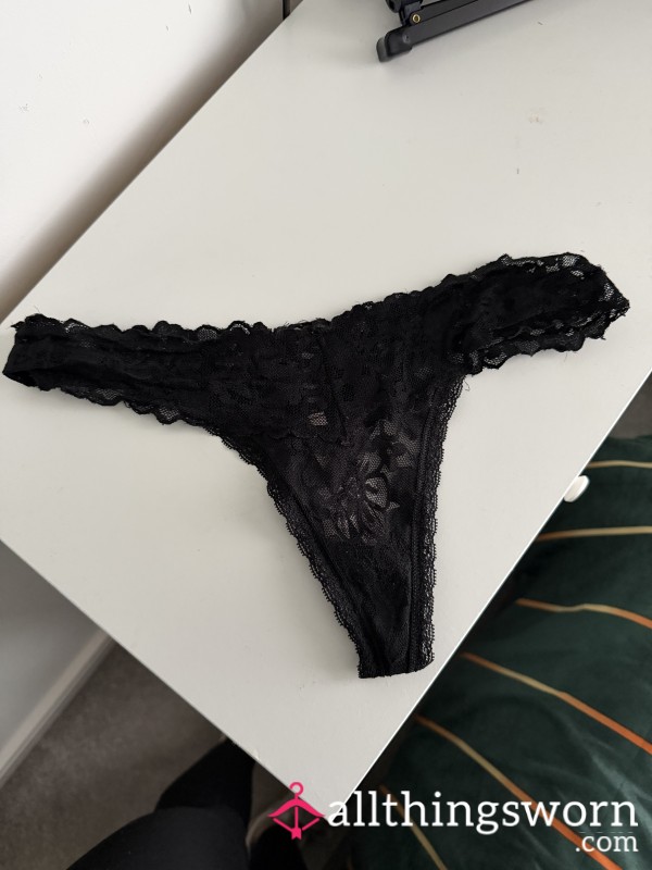 Black Lacey Thong