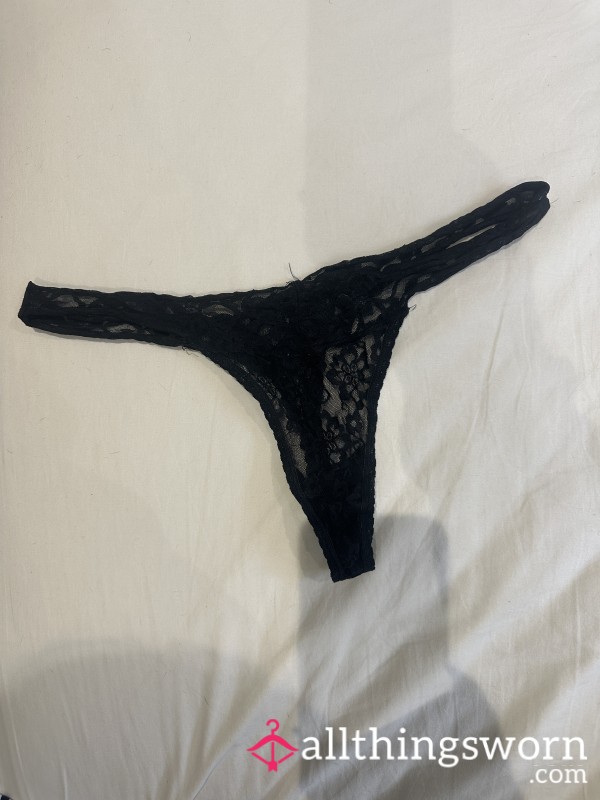 Black Lacey Thong