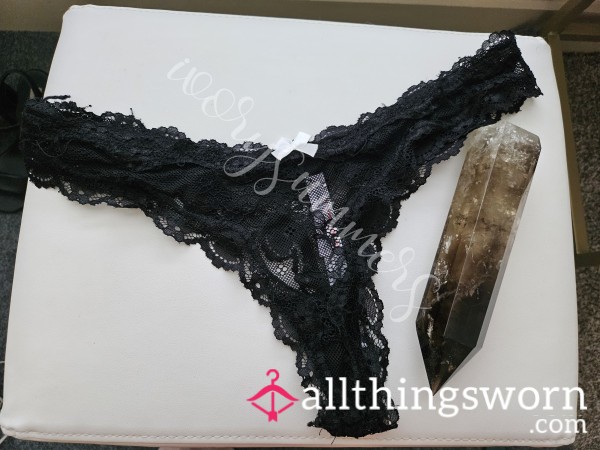 Black Lacey Thong