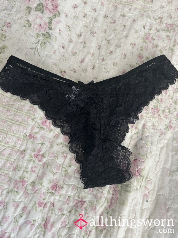 Black Lacey Thong