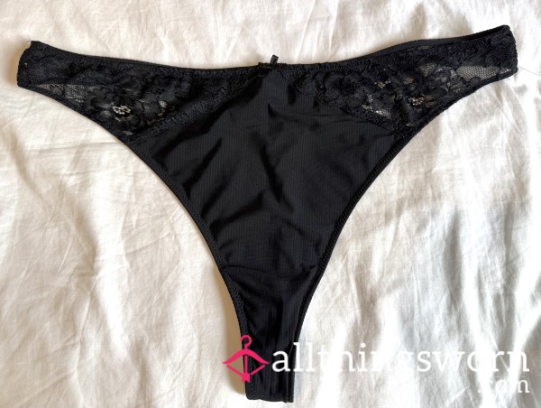 Black Lacey Thong