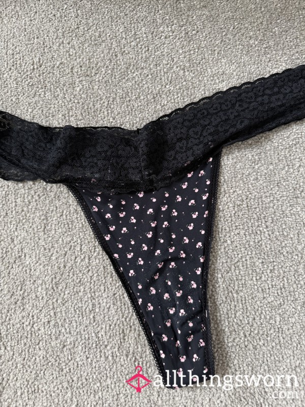 Black Lacey Thong