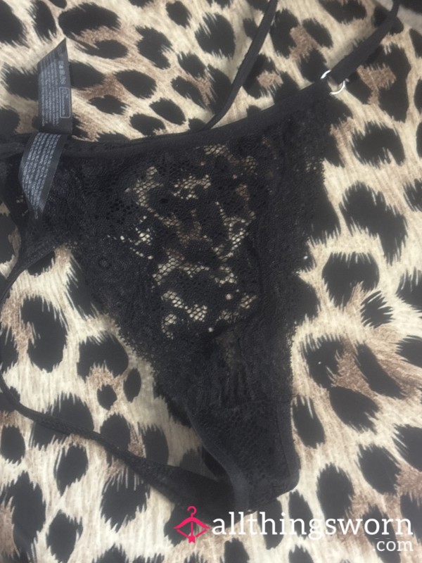 Black Lacey Thongs .. 2 Days Worn