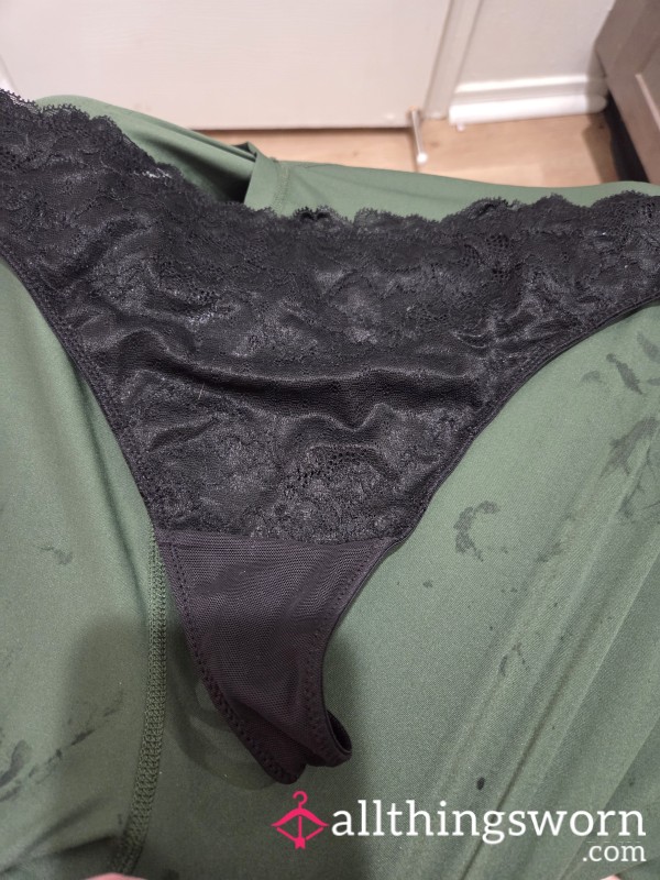Black Lacey Thongs 24 Hour Wear