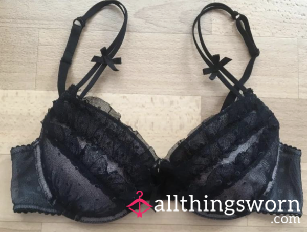 Black Lacy Bra With Ruffles