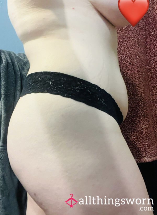 Black Lacy High-Waist Thong