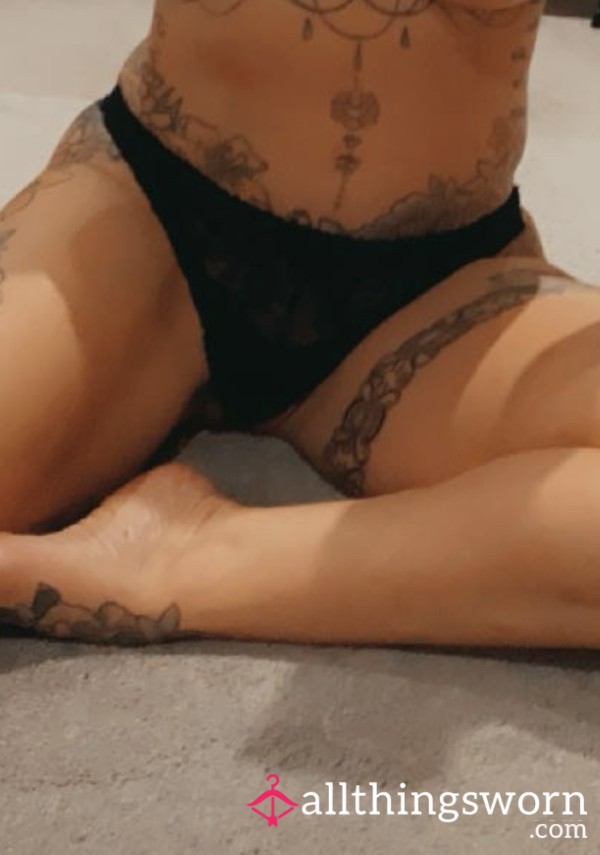 Black Lacy Panties Used And Abused 😋