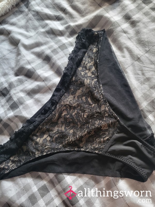 Black Lacy Panties With Sheer Back Size 12