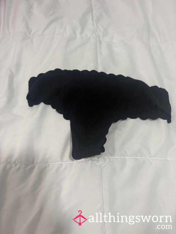 Black Lacy Teacher Thongs