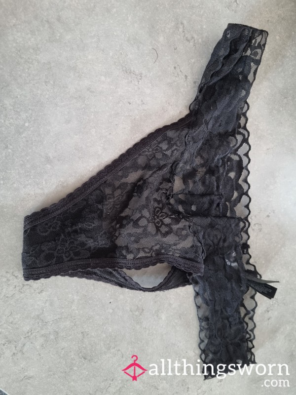 Black Lacy Thong