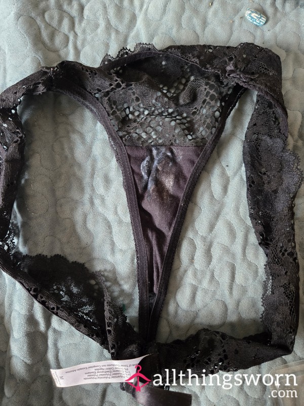 Black  Lacy  Thong