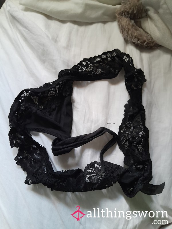 Black Lacy Thong Just For You Worn Just By Me