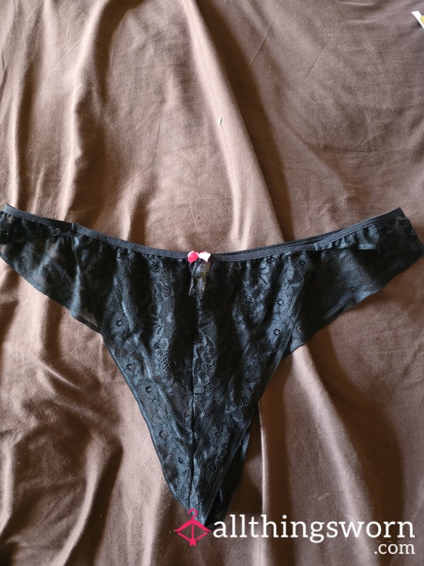 Black Lacy Thong. Plus Size.