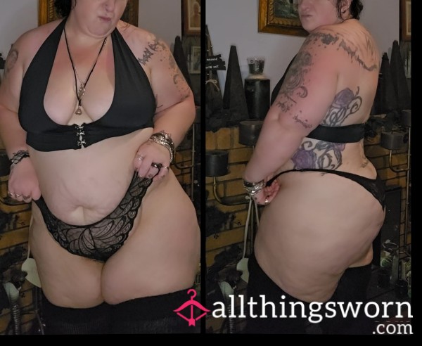 Black Lacy Thong Size 14-16