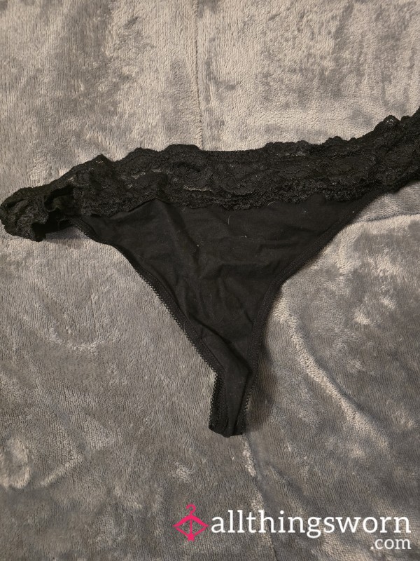 Black Lacy Top Thongs