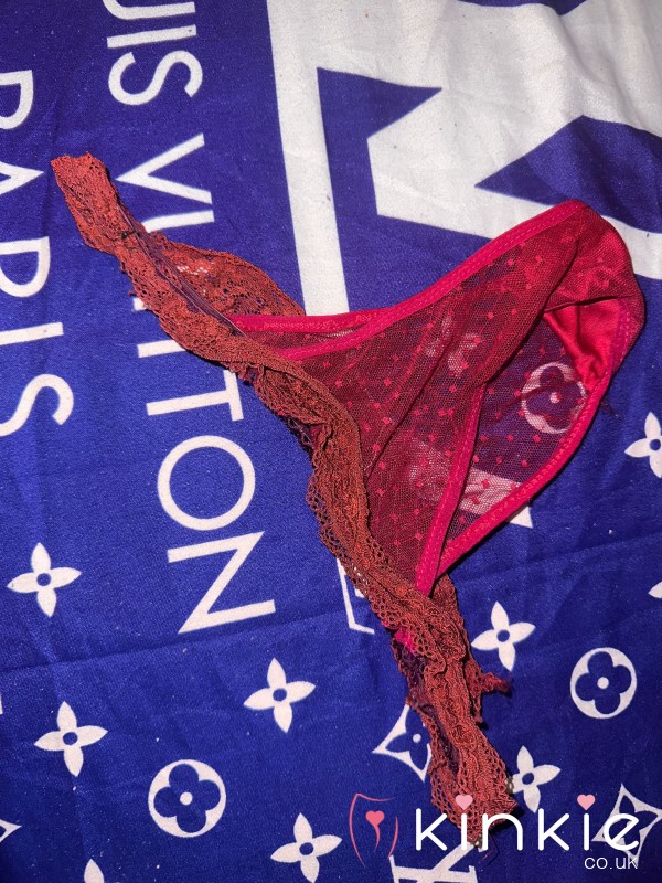 Black Lady Used Red Thongs