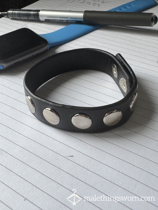 Black Leather And Silver Stud Bulge Enhancing C*ck Strap