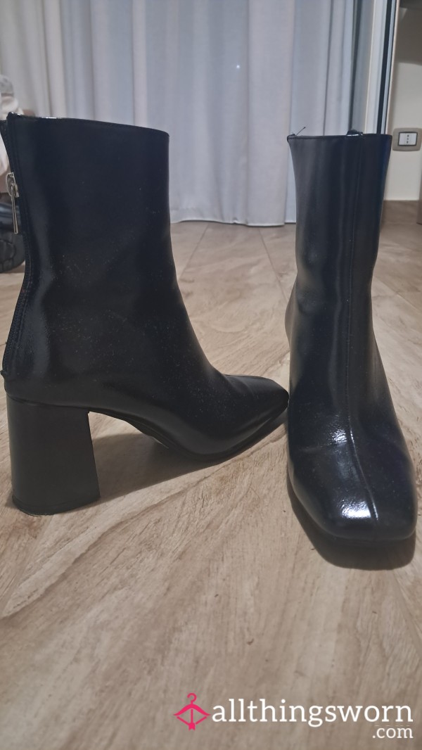 Black Leather Boots Worn By Goddess Emma