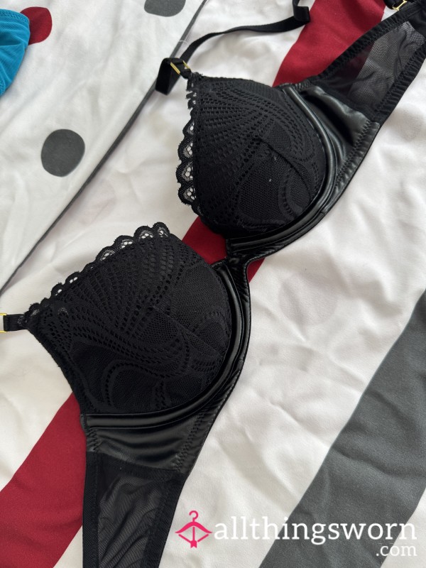 Black Leather Bra