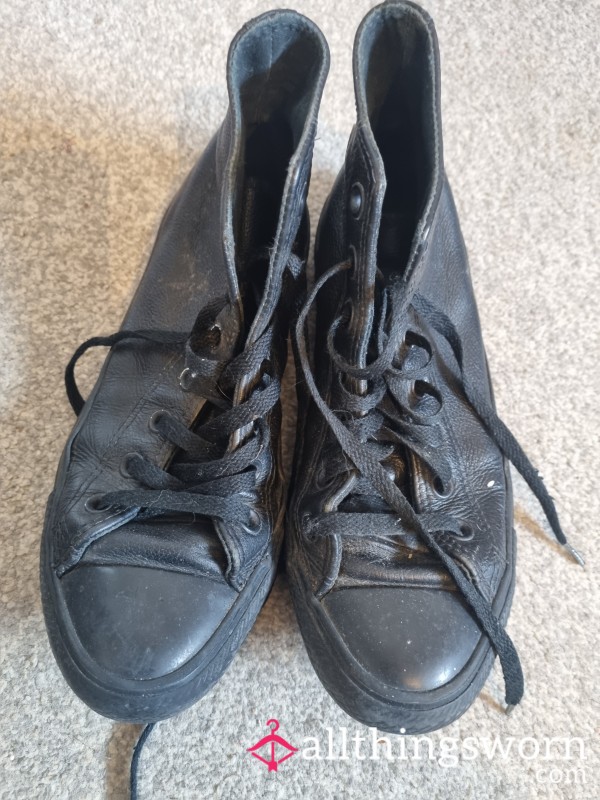 Black Leather Converse High Tops