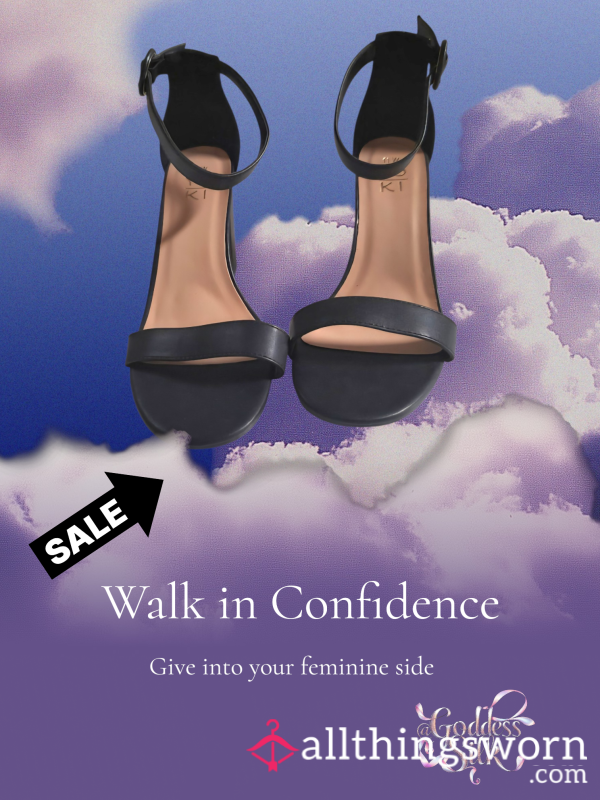 Black Leather Heels For The Feminine Sissy's  Whores