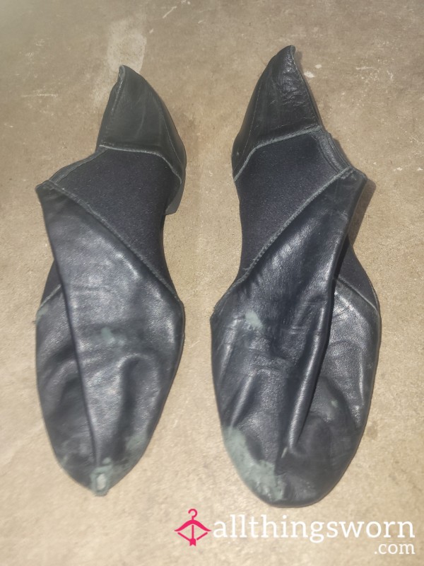SOLD - Black Leather & Neoprene Jazz Shoes - Size 11