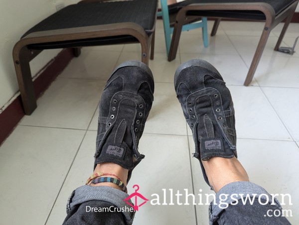 Black Leather Onitsuka Tiger Slip Ons