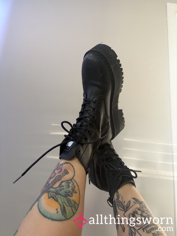 Black Leather Platform Boots - Custom Content 🖤