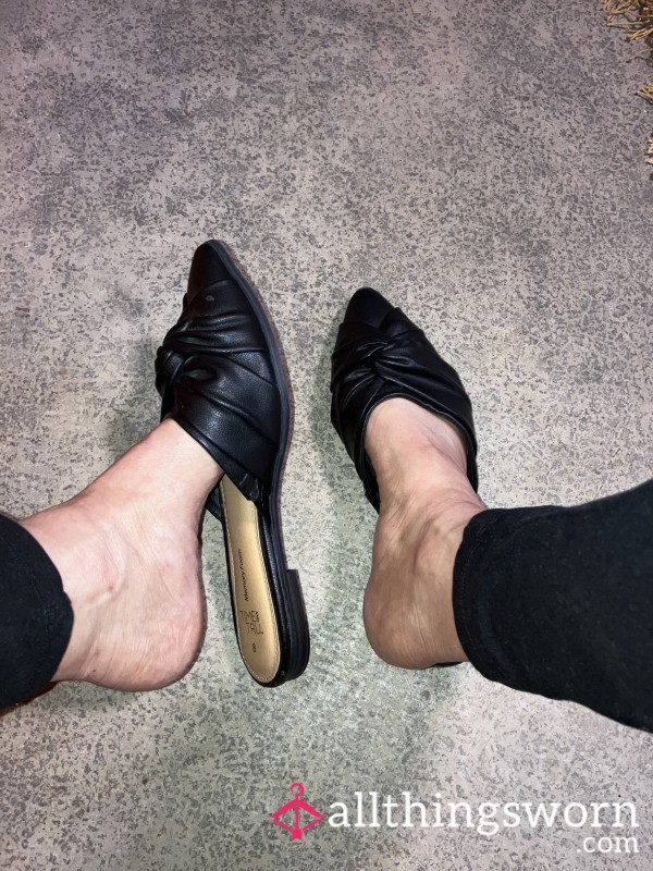 Black Leather Pointed Toe Flats