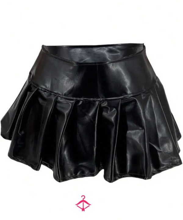 Black Leather Skirt + FREE US SHIPPING (Size Large)
