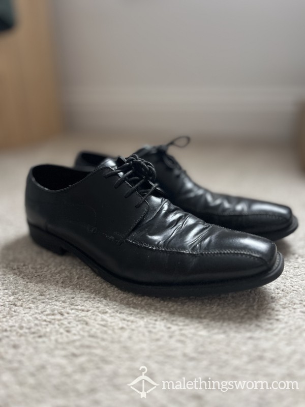 Black Leather Work Shoes UK Size 10