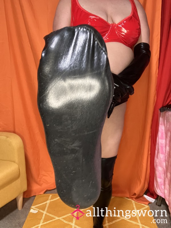 Black Leatherlike Knee High Boots